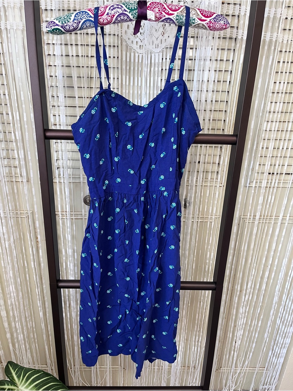 Old Navy Navy Blue Floral Print dress with Teal Accents
